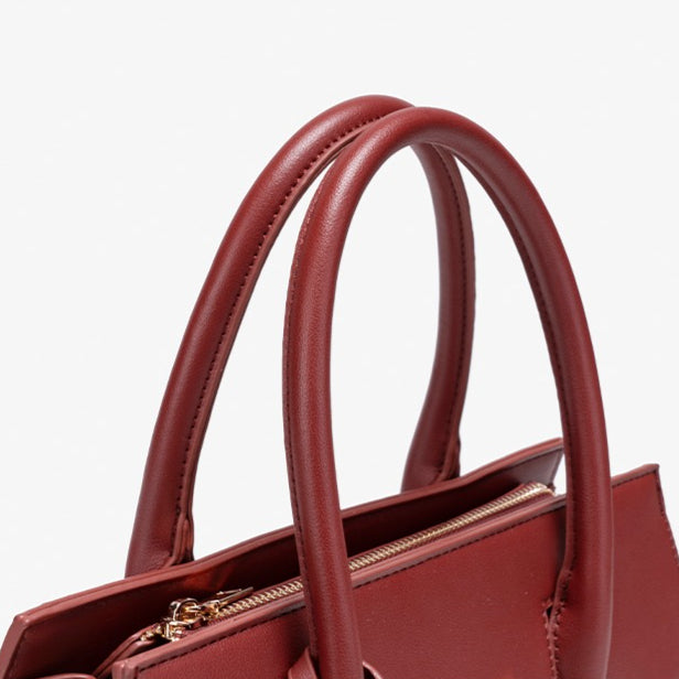 Classic Jacquard Vegan Eco-Leather Satchel Clutch Bag With Metal Charm