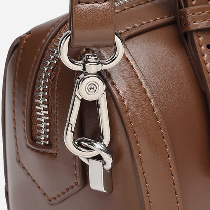 Retro Maillard Genuine Leather Boston Barrel Bag