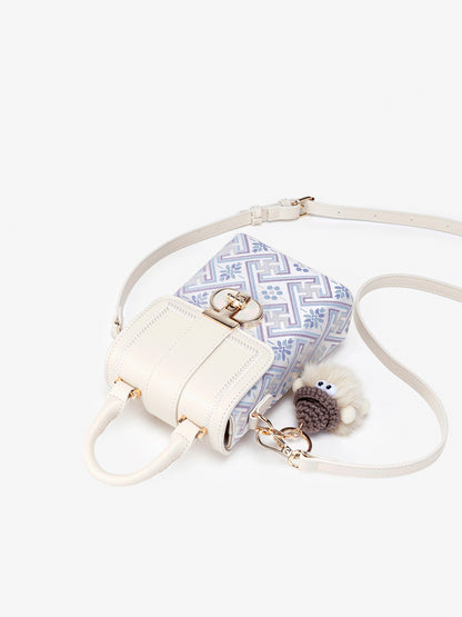 Elegant Oriental Embroidery Vegan Eco-Leather Mini Clutch Bag with Charm