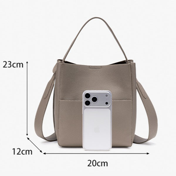 Supple Pebbled Vegan Eco-Leather Bucket Clutch Bag