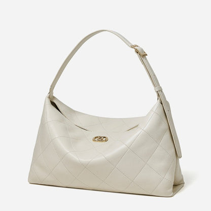 Elegant Quilted Sheepskin Leather Hobo Clutch Bag