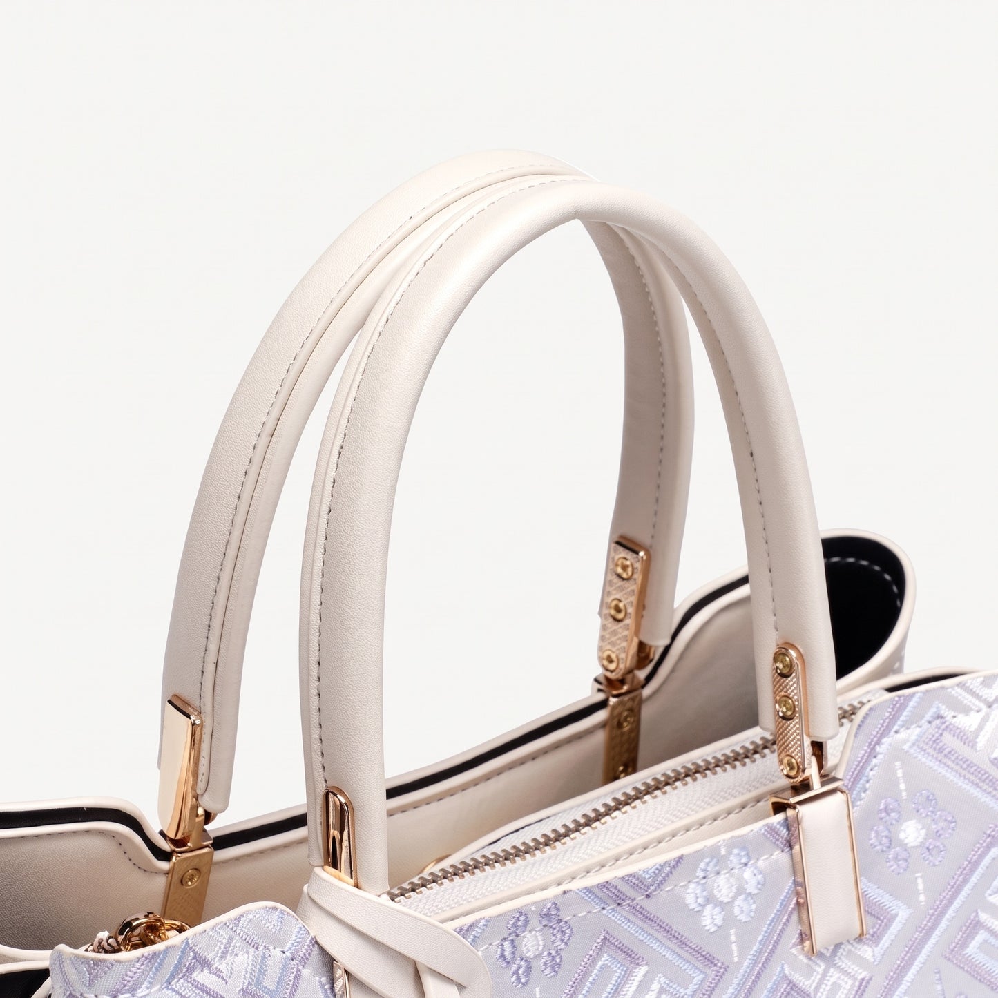 Classic Brocade Vegan Eco-Leather Mini Tote Clutch Bag with Hollow Charm