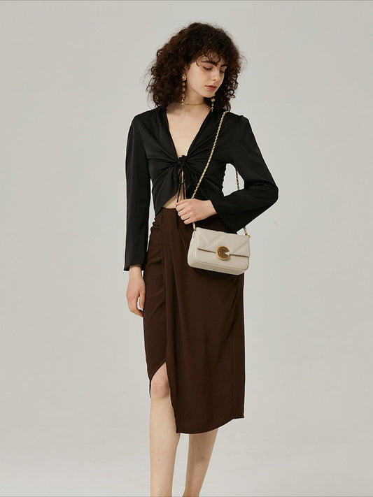 Spiral Turn-Lock Genuine Leather Quilted Crossbody Bag