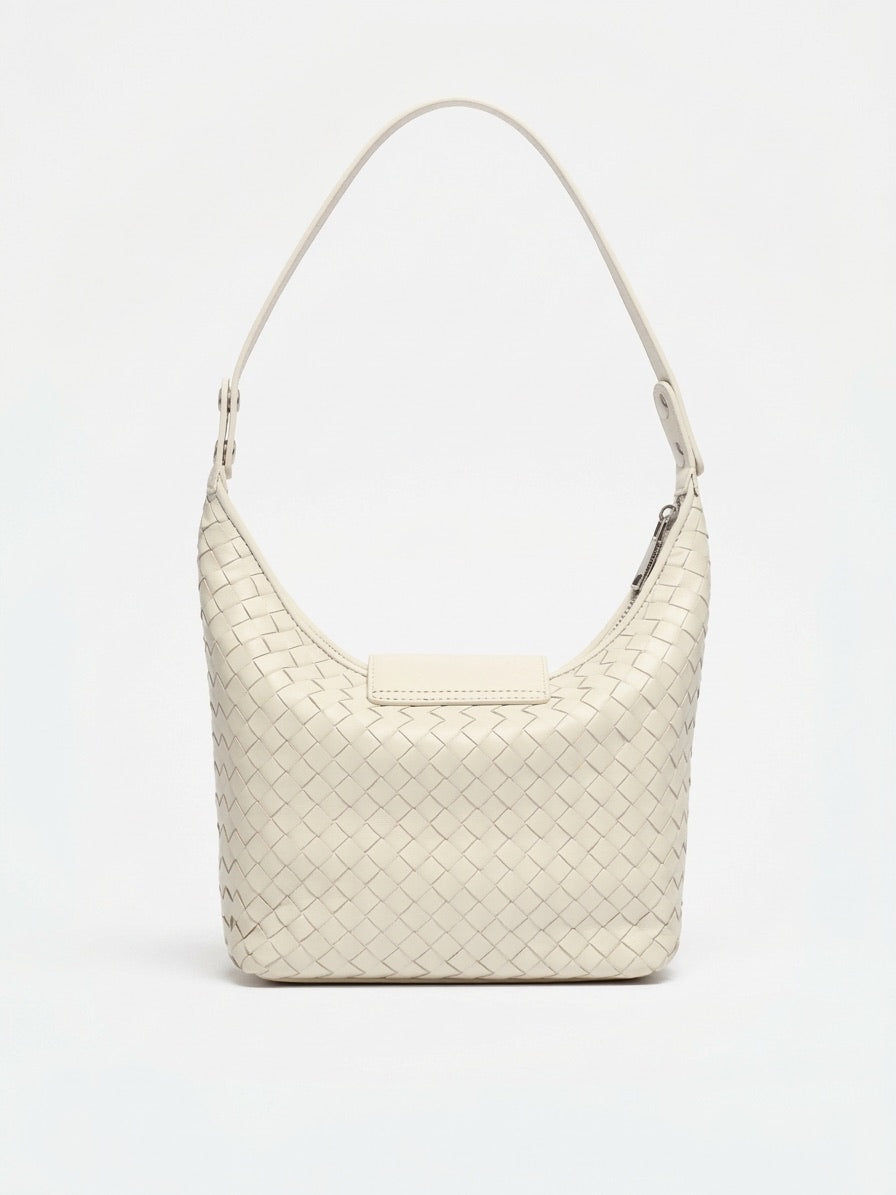 Elegant Woven Genuine Leather Hobo Clutch Bag