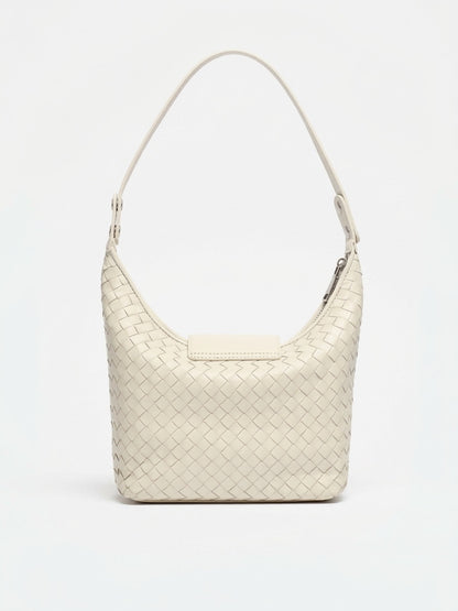 Elegant Woven Genuine Leather Hobo Clutch Bag