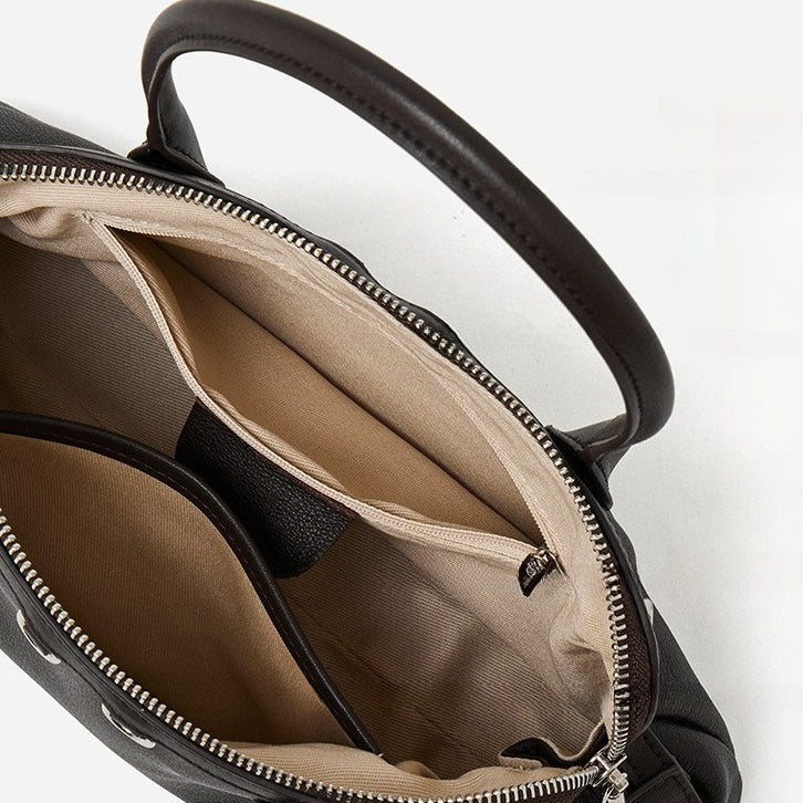 Defined Genuine Leather Boston Clutch Bag