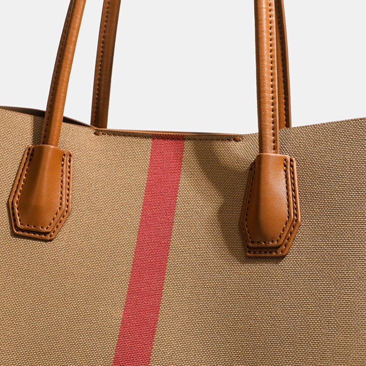 Classic British Plaid Colorblock Vegan Eco-Leather Tote Bag