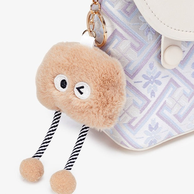 Refined Vegan Eco-Leather Mini Crossbody Bag with Lovely Charm