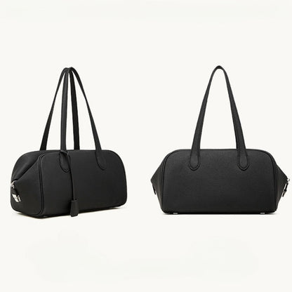 حقيبة مودرن إيست-ويست جلد طبيعي | حقيبة بولينغ بسيطة من جلد الحصى