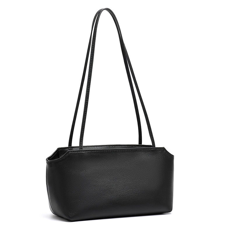 Minimalist Genuine Lambskin Leather Baguette Clutch Bag