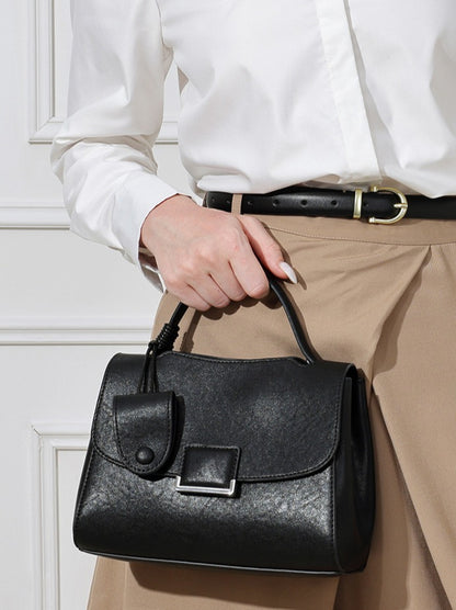 Chic Genuine Leather Square Flap Clutch Bag