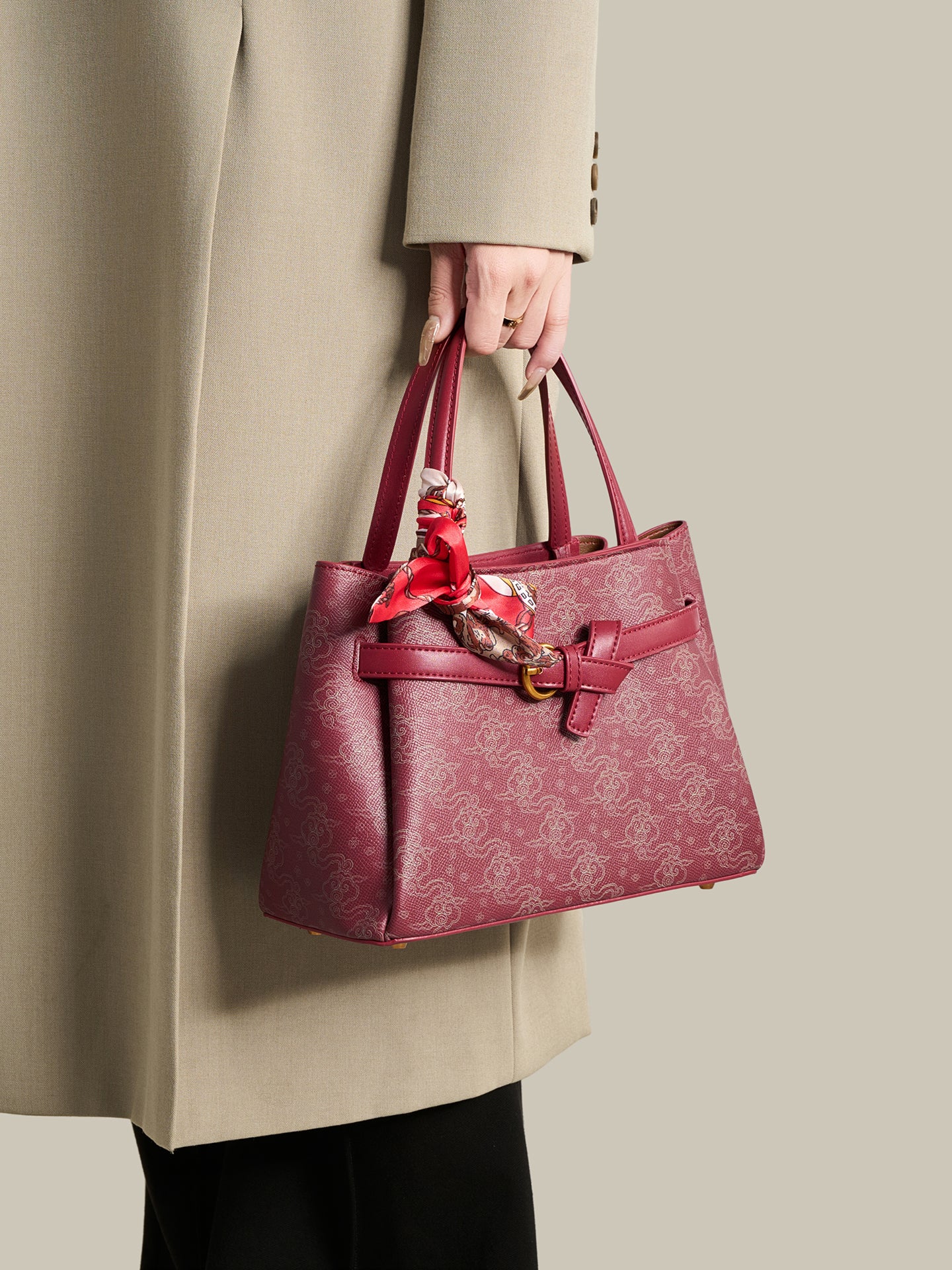 Refined Cloud Texture Vegan Eco-Leather Shoulder Tote Bag