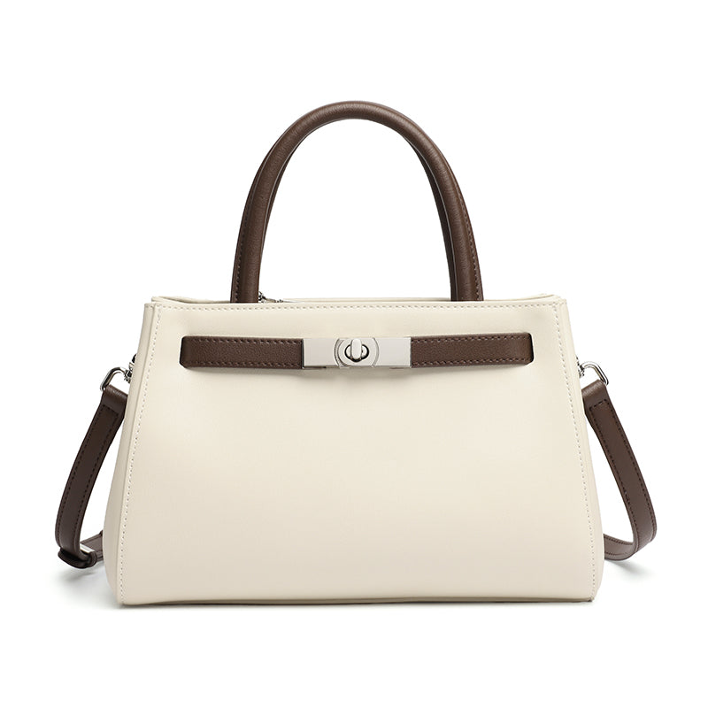 Elegante borsa Kelly a tracolla in vera pelle testurizzata