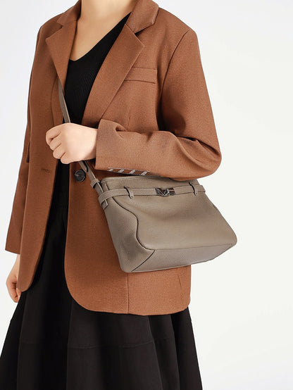 The Parisian Slouchy Genuine Leather Bag - Belted Pebble Leather Hobo