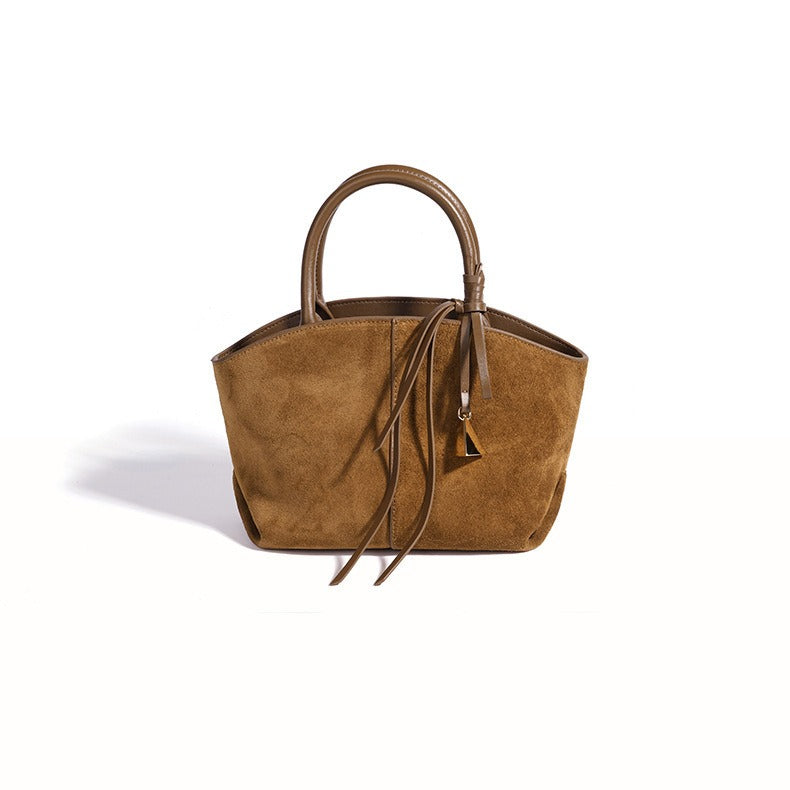 Minimalist Suede Genuine Leather Trapezoidal Clutch Bag