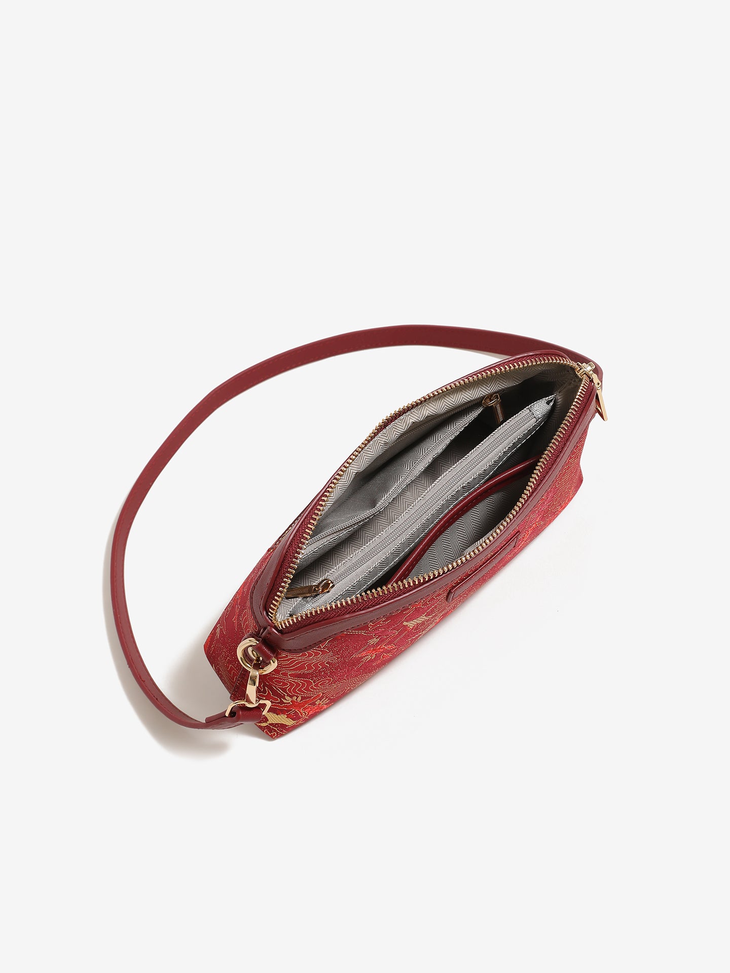 Radiant Oriental Crane Pattern Vegan Eco-Leather Clutch Bag