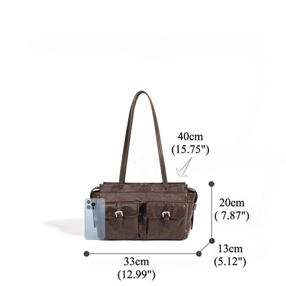 Vintage Genuine Leather Cargo Satchel Clutch Bag