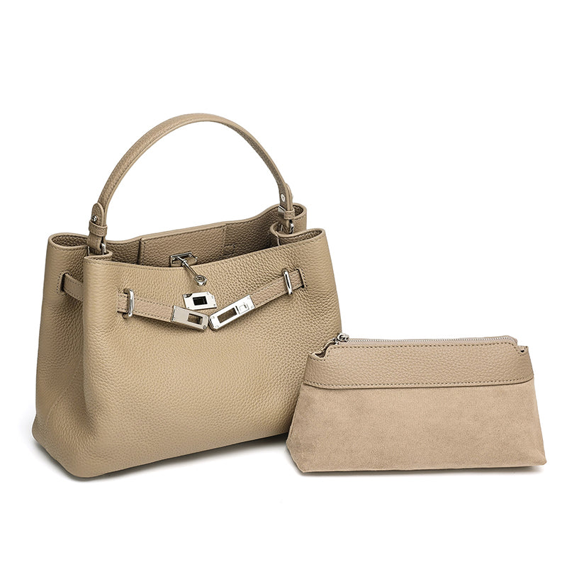 Sleek Genuine Leather Satchel Clutch Bag