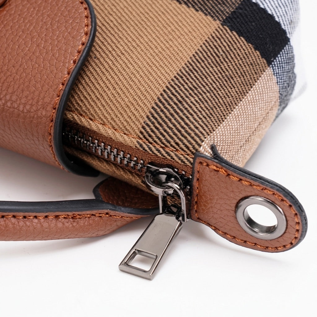 Vintage Plaid Vegan Eco-Leather Mini Clutch Bag
