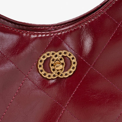 Sculpted Quilted Vegan Eco-Leather Chain Tote Bag