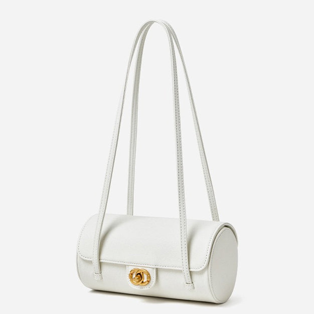 Nostalgic Caviar Genuine Leather Baguette Tube Clutch Bag