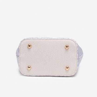 Opulent Brocade Vegan Eco-Leather Bucket Clutch Bag with Tassel Charm