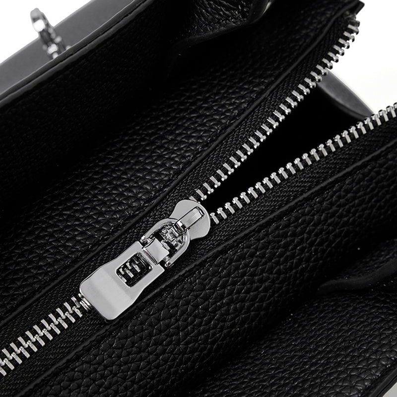 Borsa tote a tracolla di lusso retrò in vera pelle effetto litchi con doppia fibbia