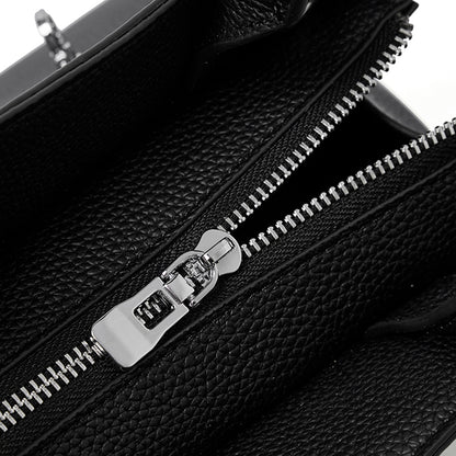 Borsa tote a tracolla di lusso retrò in vera pelle effetto litchi con doppia fibbia