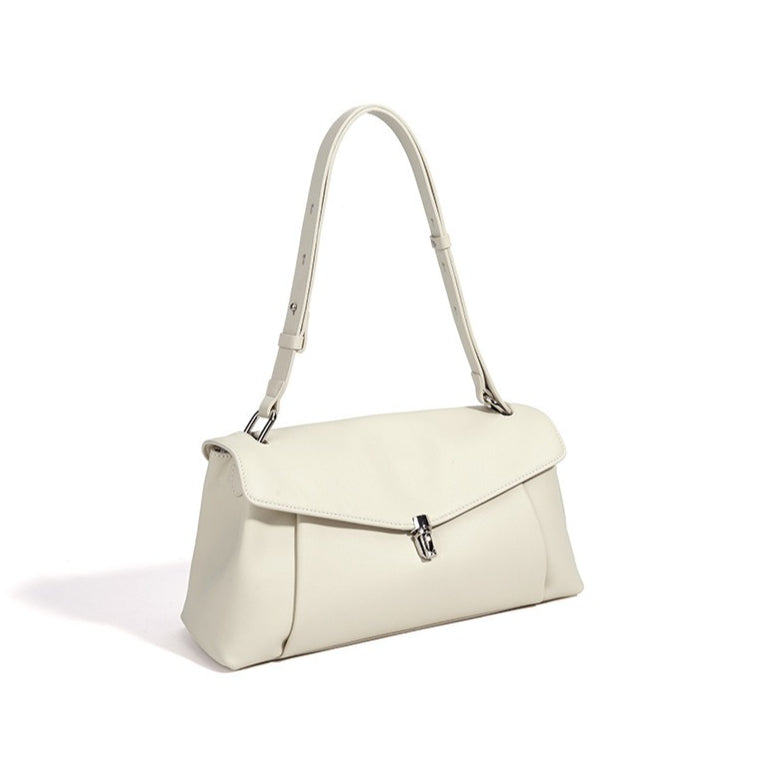 Muted Pebbled Genuine Leather Flap Clutch Bag