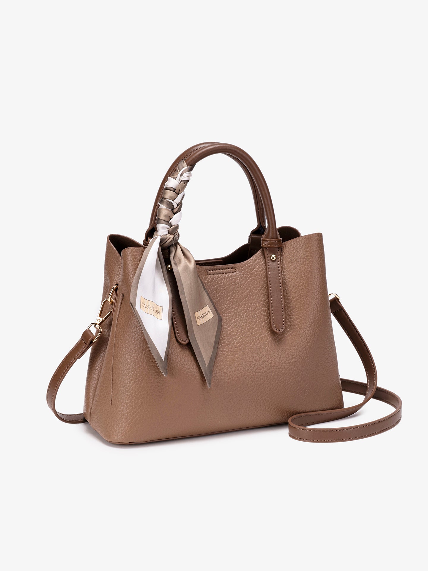 Elegant Brown Pebbled Vegan Eco-Leather Crossbody Clutch Bag