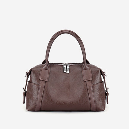 Minimalist Barrel Genuine Leather Satchel