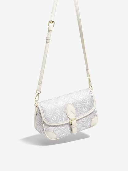 Vintage Jacquard Embroidery Vegan Eco-Leather Flap Clutch Bag
