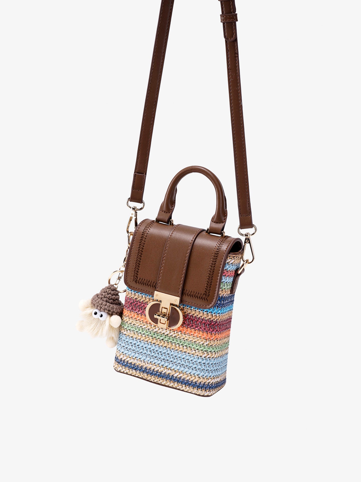 Artisan Multicolored Woven Vegan Eco-leather Mini Clutch Phone Bag