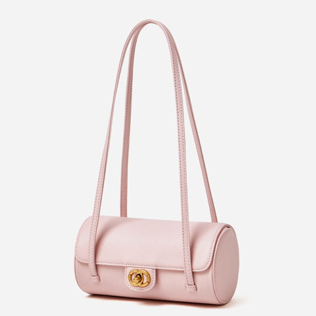 Nostalgic Caviar Genuine Leather Baguette Tube Clutch Bag