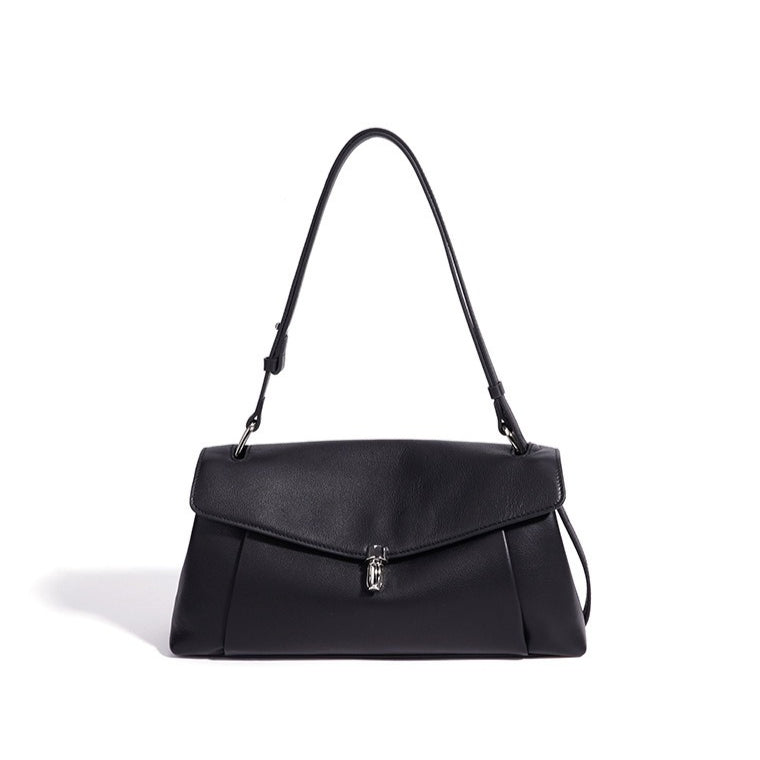 Muted Pebbled Genuine Leather Flap Clutch Bag