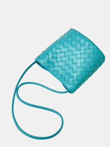 Handgefertigte gewebte Premium-weiche Echtleder-Schafsfell-Umhänge-Bucket Bag