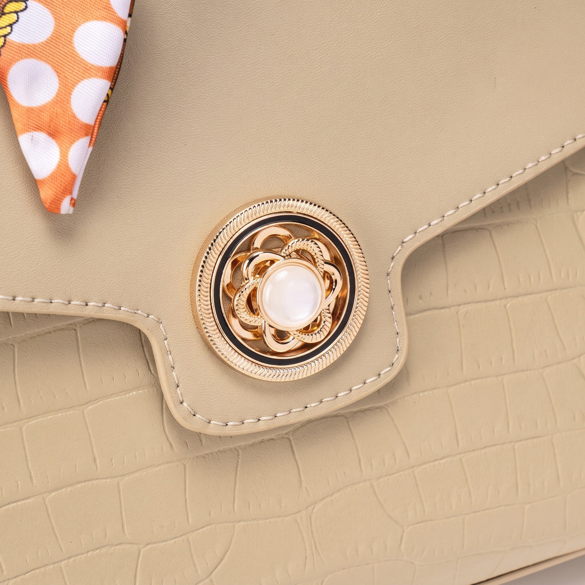 Sophisticated Croc Embossed Vegan Eco-Leather Satchel Clutch Bag