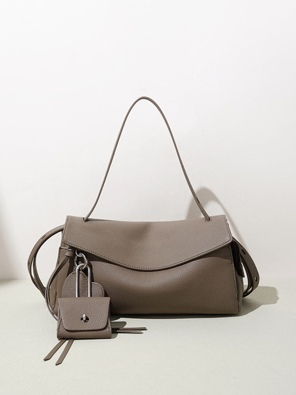 Mellow Pebbled Genuine Leather Flap Clutch Bag with Coin Pouch