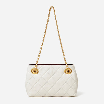 Classic Quilted Sheepskin Genuine Leather Chain Mini Tote Clutch Bag