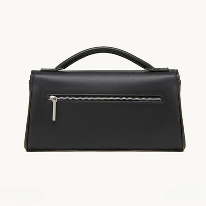 The Linear Turn-Lock Genuine Leather Bag | Minimalist East-West Handbag