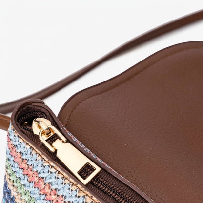 Mini sac bandoulière vibrant en cuir écologique végan à rayures arc-en-ciel