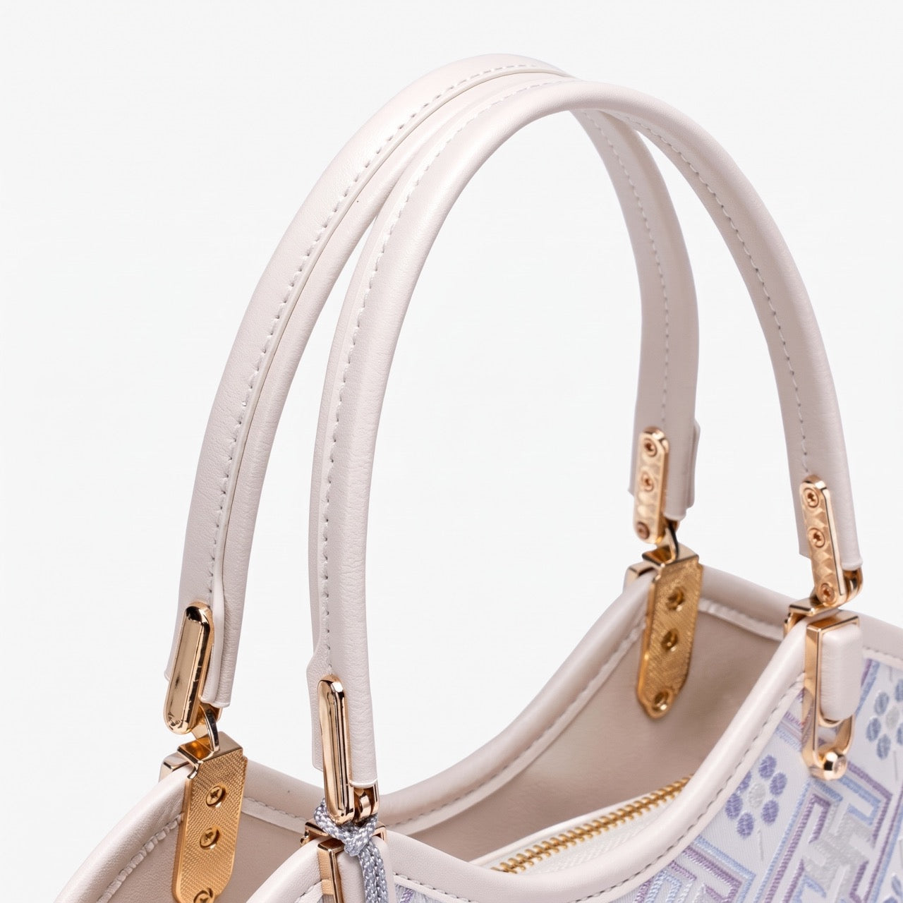 Opulent Brocade Vegan Eco-Leather Bucket Clutch Bag with Tassel Charm