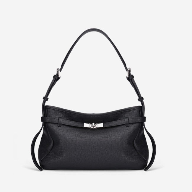 The Parisian Slouchy Genuine Leather Bag - Belted Pebble Leather Hobo