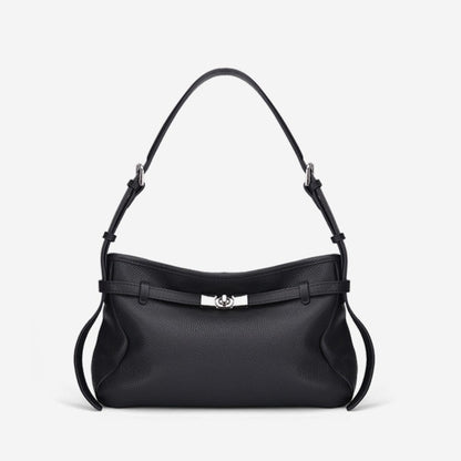 The Parisian Slouchy Genuine Leather Bag - Belted Pebble Leather Hobo
