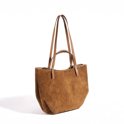 Geantă clutch tote vintage din piele întoarsă naturală, cu portmoneu pentru monede