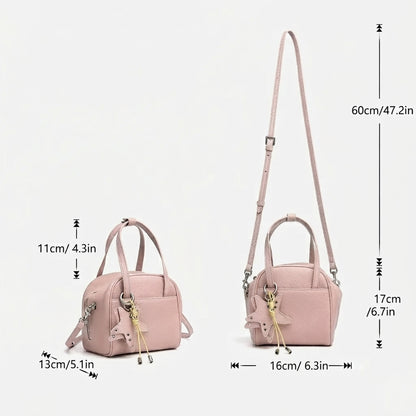 Geantă clutch Boston mini, mică și șic, din piele naturală, cu accesoriu jucăuș în formă de stea