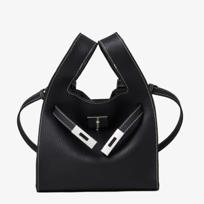 Classic Genuine Leather Chic Daily Crossbody Bucket Bag