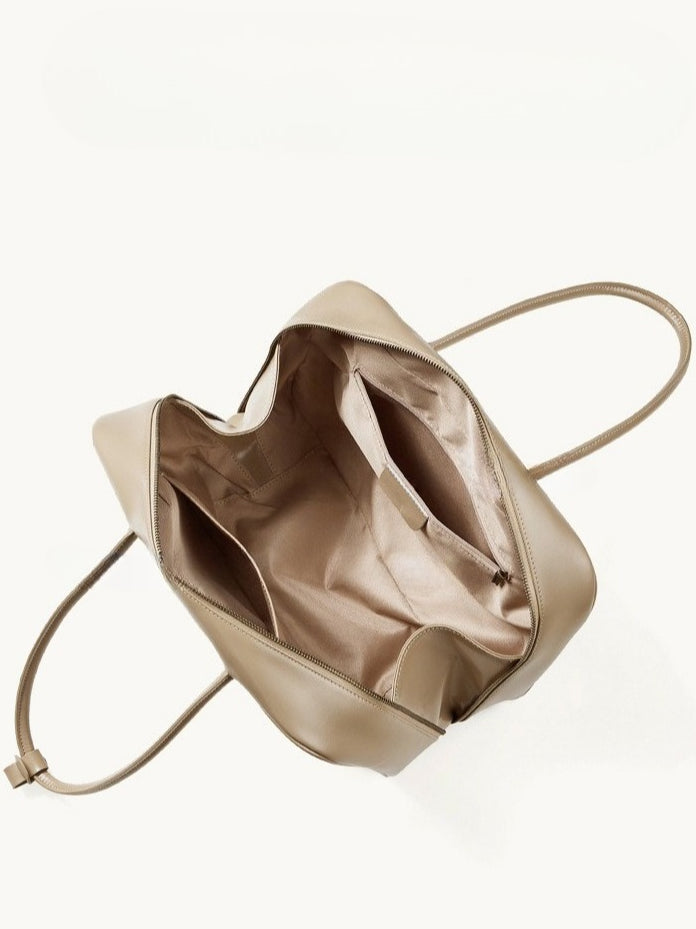 Women's Large Smooth Genuine Leather Bag - Versatile 2-Way Carry Office Work Tote