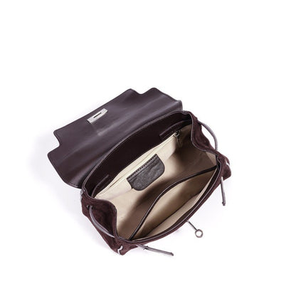 Retro Suede Genuine Leather Kelly Clutch Bag