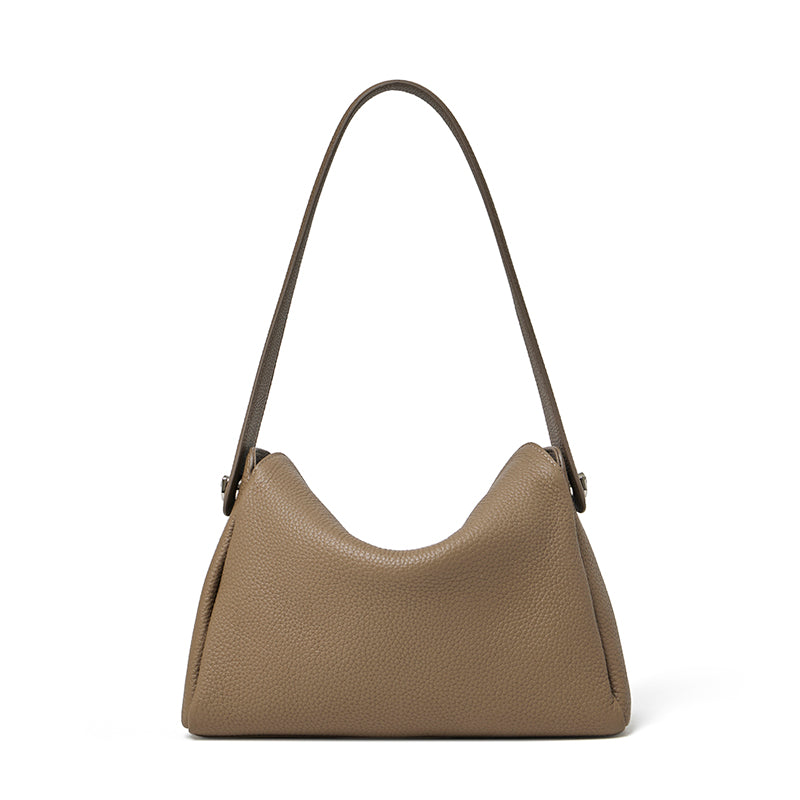 Nonchalant Lychee-Grain Genuine Leather Crossbody Hobo Bag
